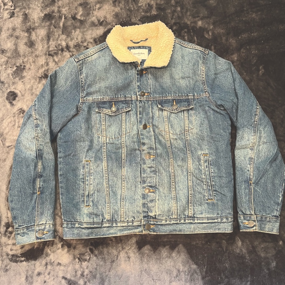 Denim shearling-lined jacket